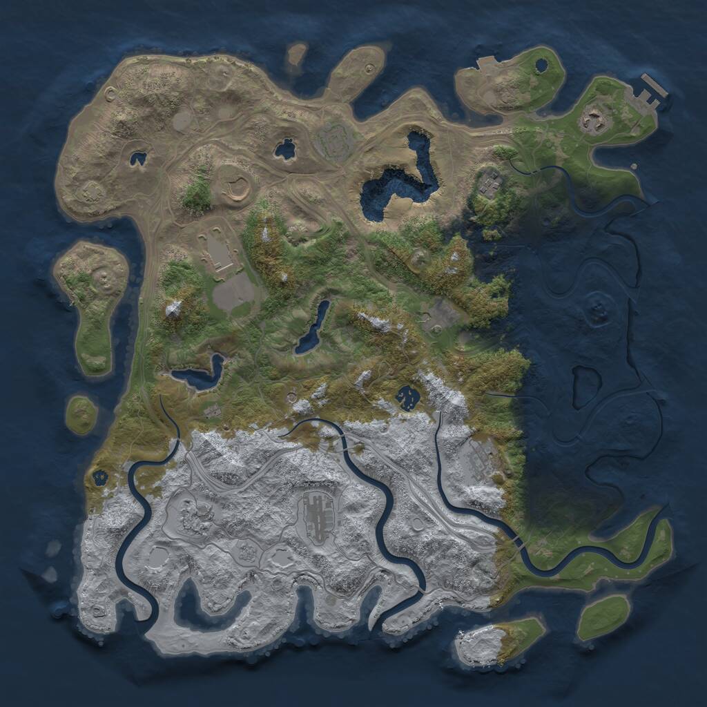 Rust Map: Procedural Map, Size: 4500, Seed: 774238876, 15 Monuments