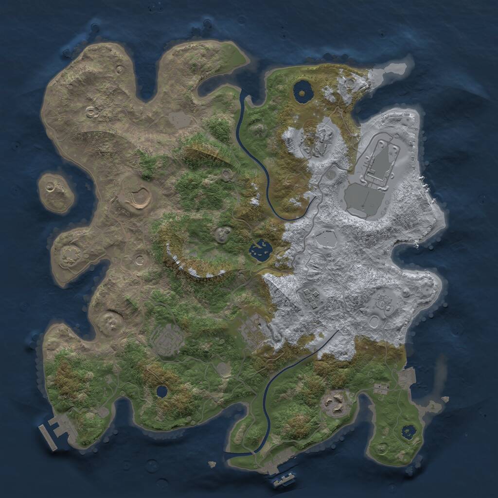 Rust Map: Procedural Map, Size: 3500, Seed: 955564891, 14 Monuments