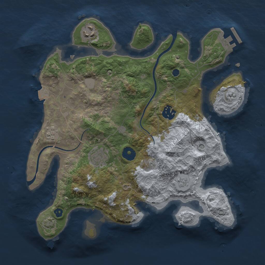 Rust Map: Procedural Map, Size: 3000, Seed: 12639, 9 Monuments