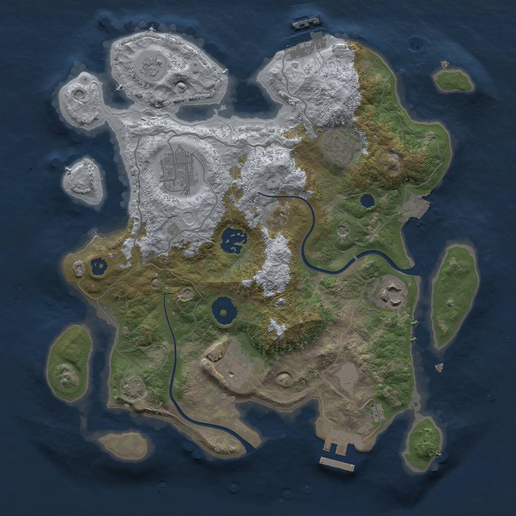 Rust Map: Procedural Map, Size: 3000, Seed: 30384, 11 Monuments