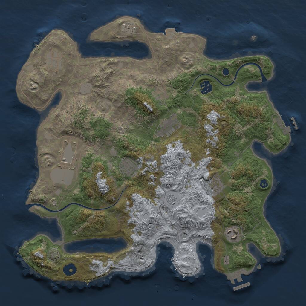 Rust Map: Procedural Map, Size: 3600, Seed: 839097704, 14 Monuments