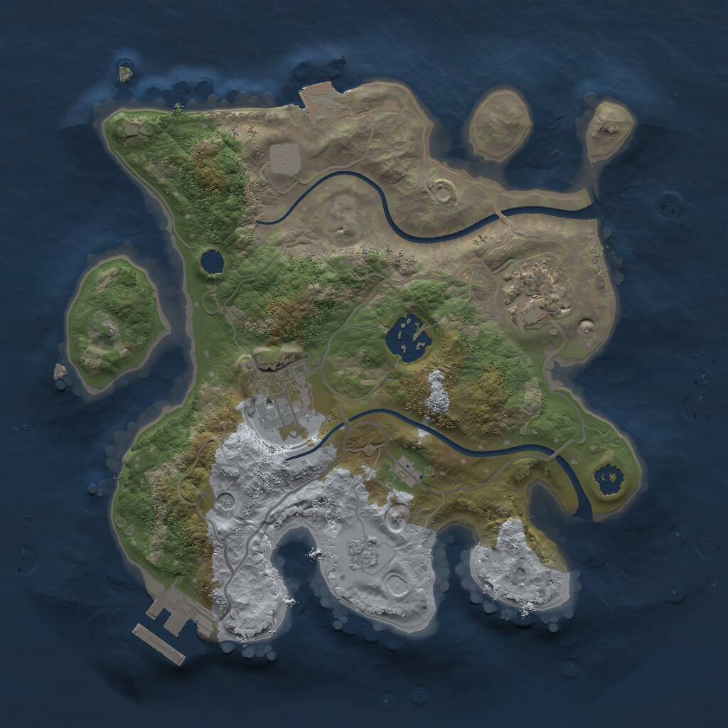 Rust Map: Procedural Map, Size: 2500, Seed: 86843248, 7 Monuments