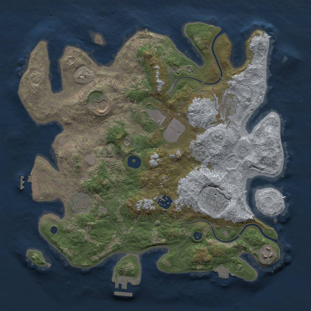 Rust Map: Procedural Map, Size: 3500, Seed: 25873, 14 Monuments