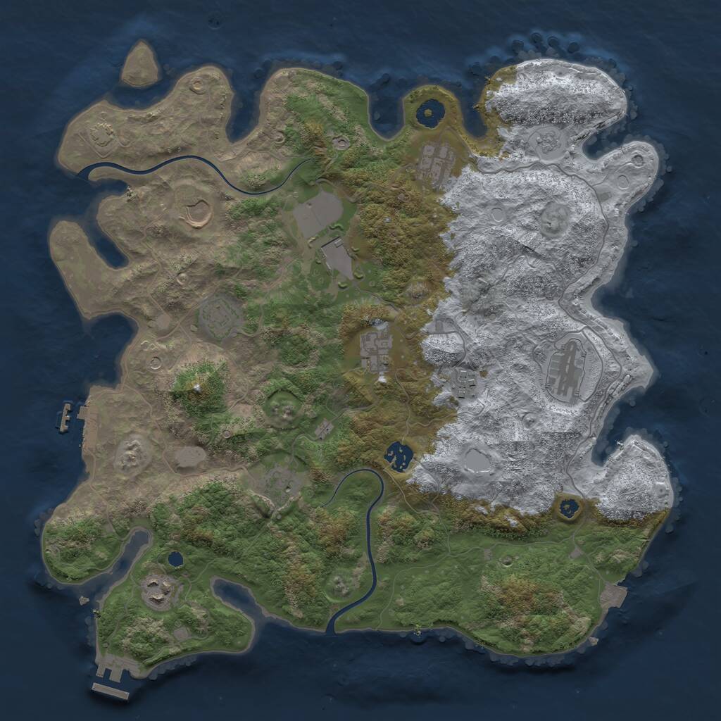 Rust Map: Procedural Map, Size: 3900, Seed: 11631769, 16 Monuments