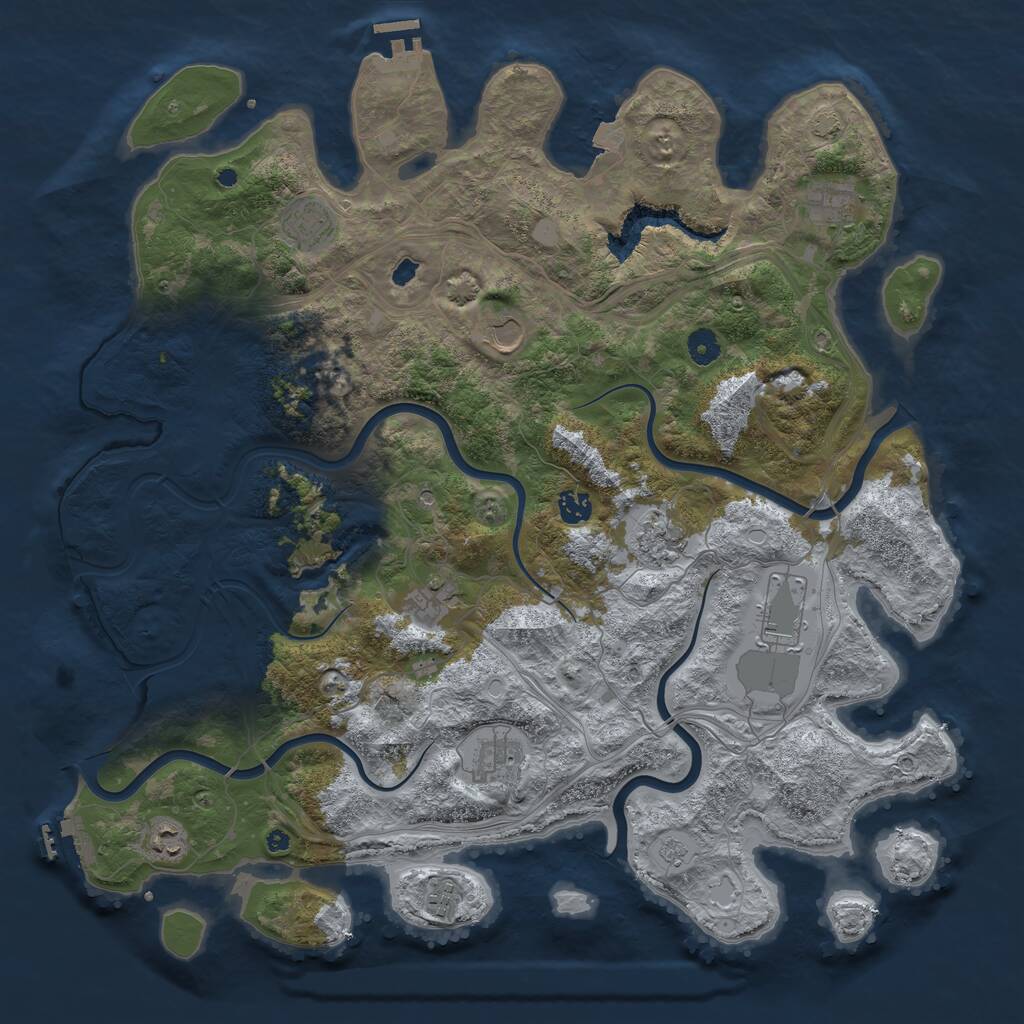Rust Map: Procedural Map, Size: 4480, Seed: 481981, 16 Monuments