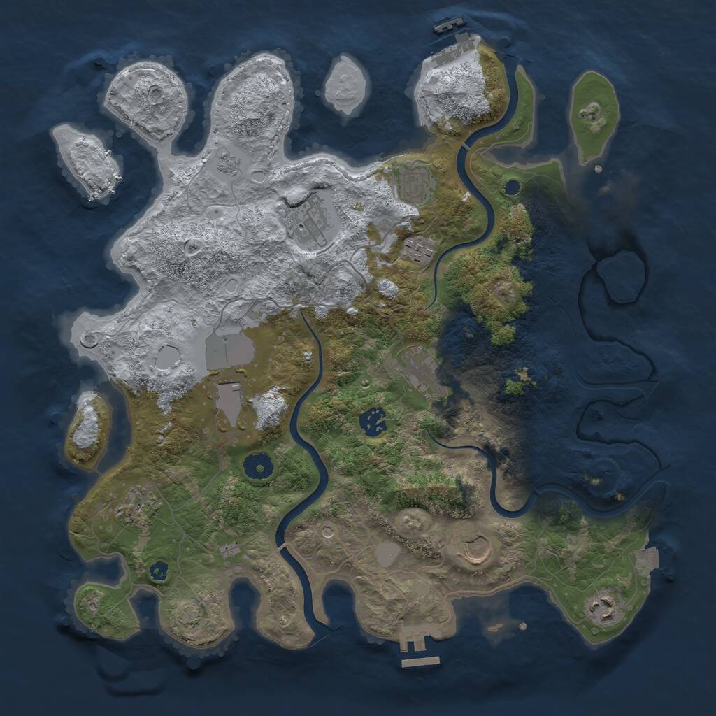 Rust Map: Procedural Map, Size: 3800, Seed: 25562, 15 Monuments