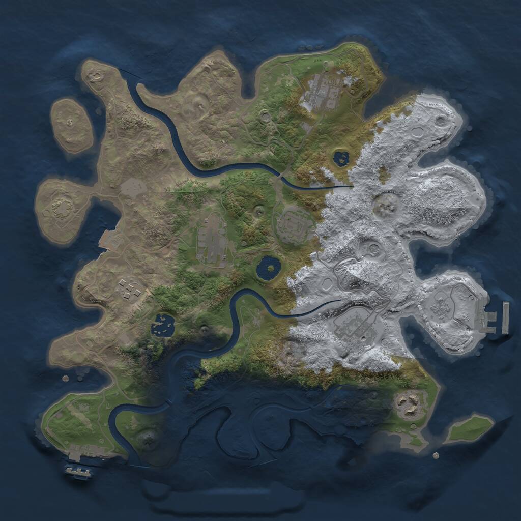 Rust Map: Procedural Map, Size: 3250, Seed: 675674446, 13 Monuments