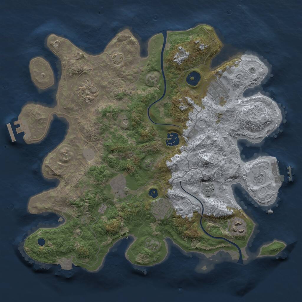 Rust Map: Procedural Map, Size: 3250, Seed: 675674446, 13 Monuments