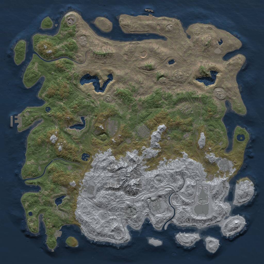 Rust Map: Procedural Map, Size: 5000, Seed: 778347516, 17 Monuments