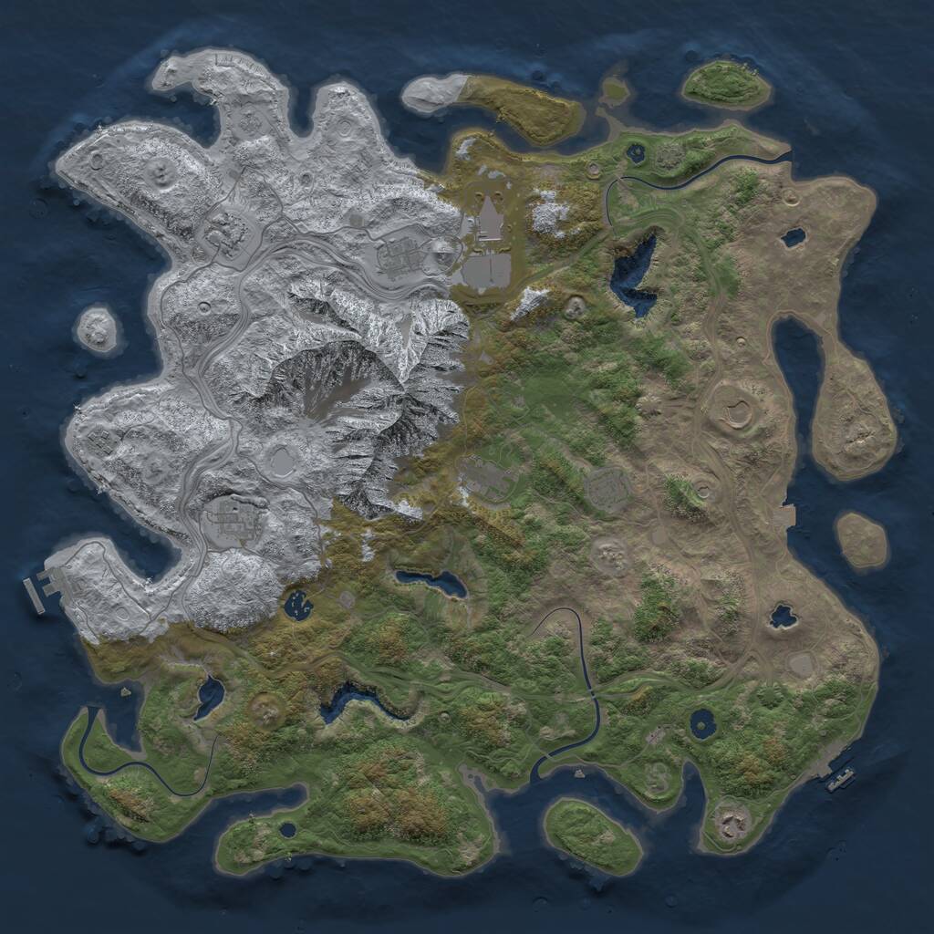Rust Map: Procedural Map, Size: 5000, Seed: 1750541673, 18 Monuments