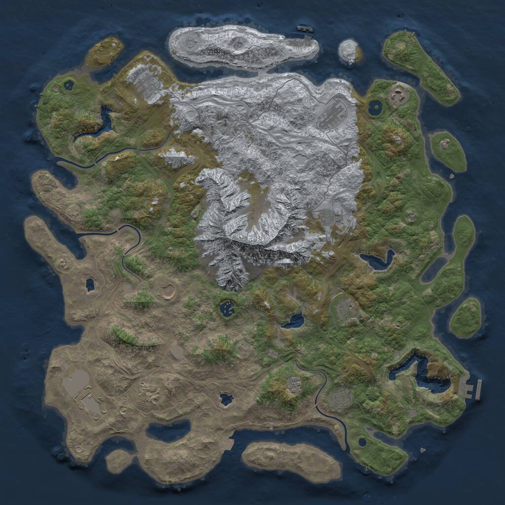 Rust Map: Procedural Map, Size: 5000, Seed: 25400, 17 Monuments