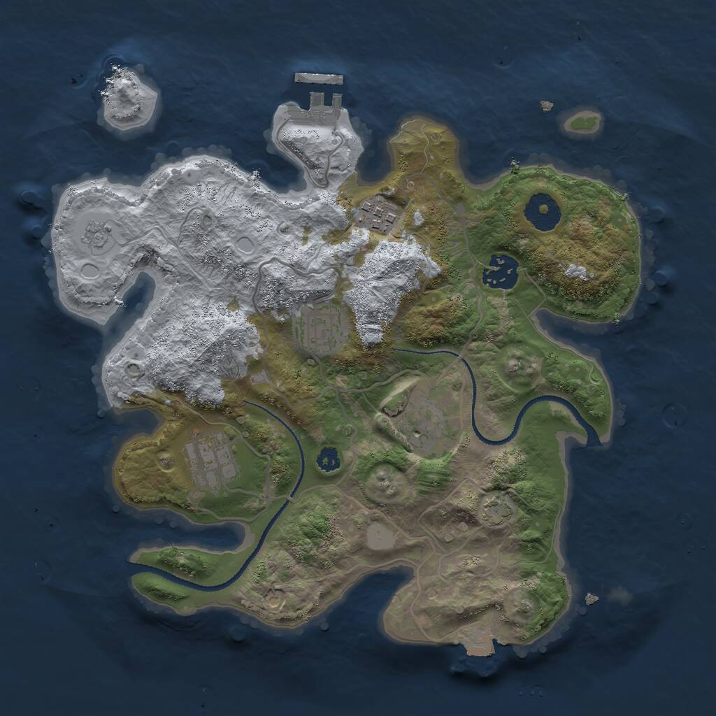 Rust Map: Procedural Map, Size: 3000, Seed: 677534811, 9 Monuments