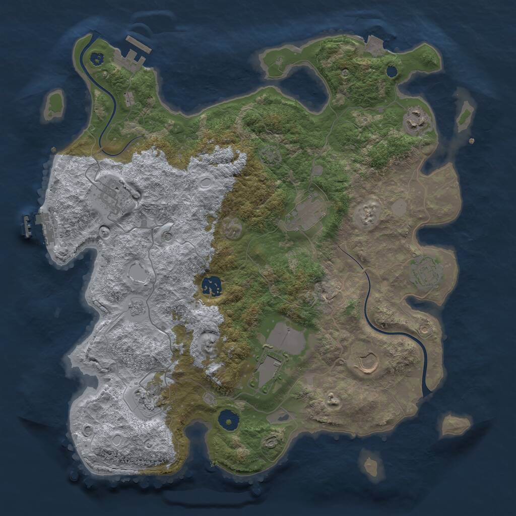 Rust Map: Procedural Map, Size: 3750, Seed: 908859, 16 Monuments