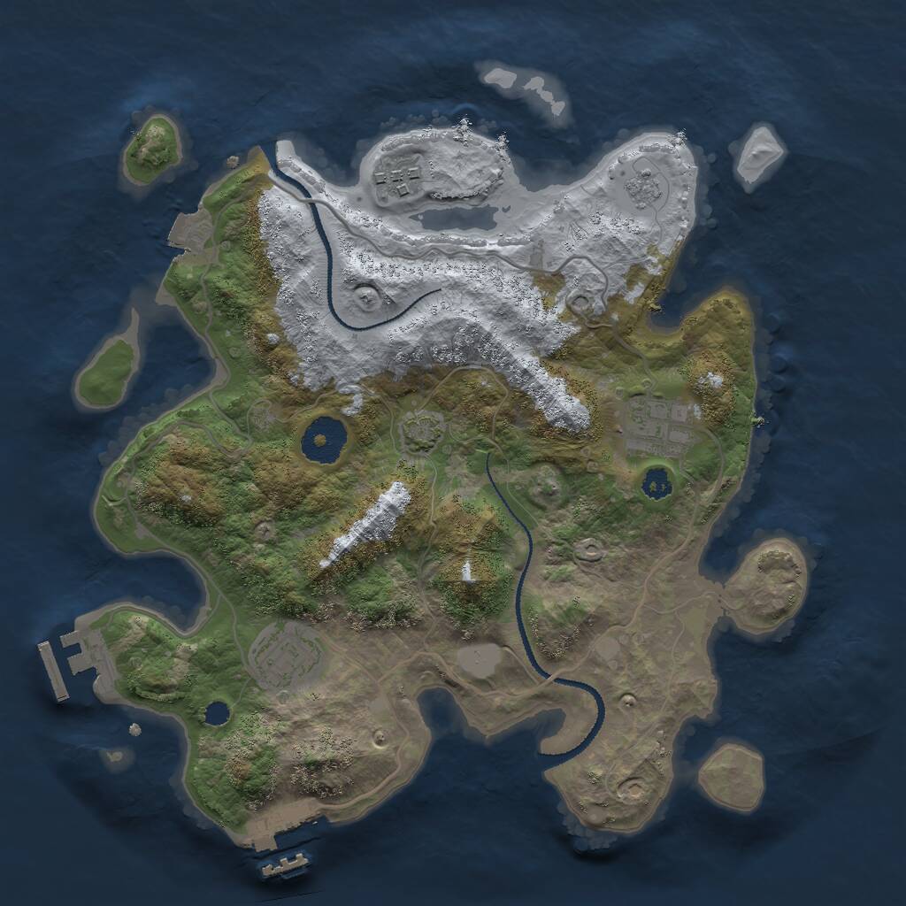 Rust Map: Procedural Map, Size: 3000, Seed: 23418, 8 Monuments