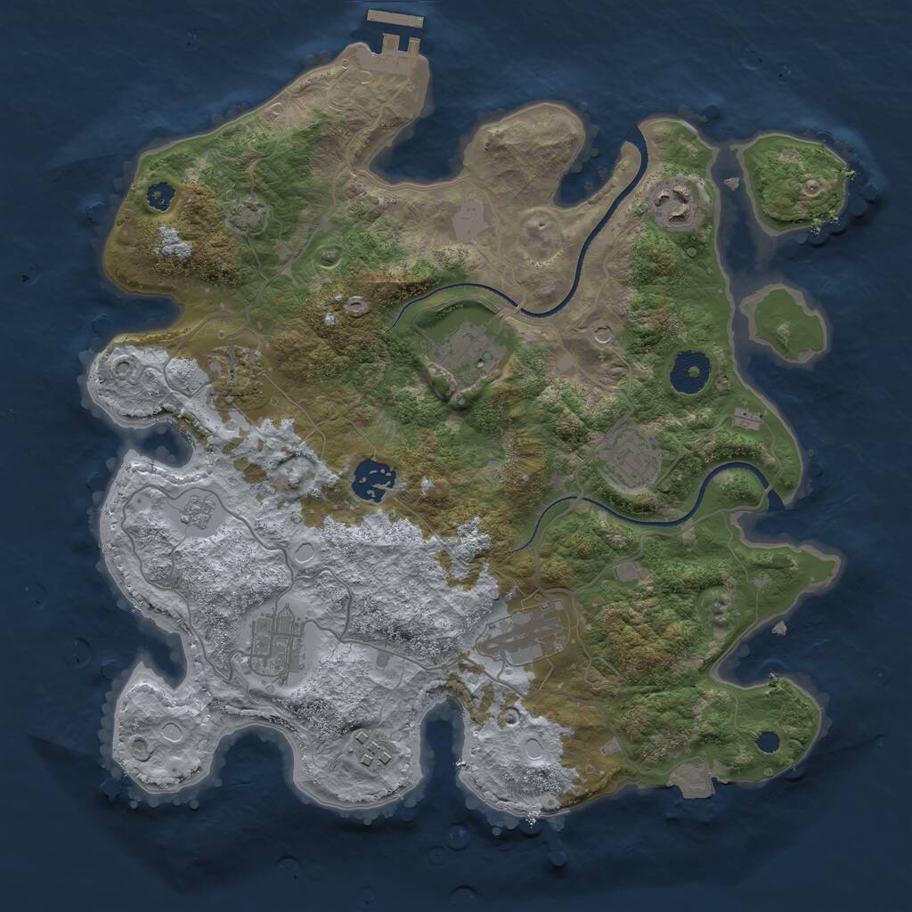 Rust Map: Procedural Map, Size: 3300, Seed: 1373504908, 13 Monuments