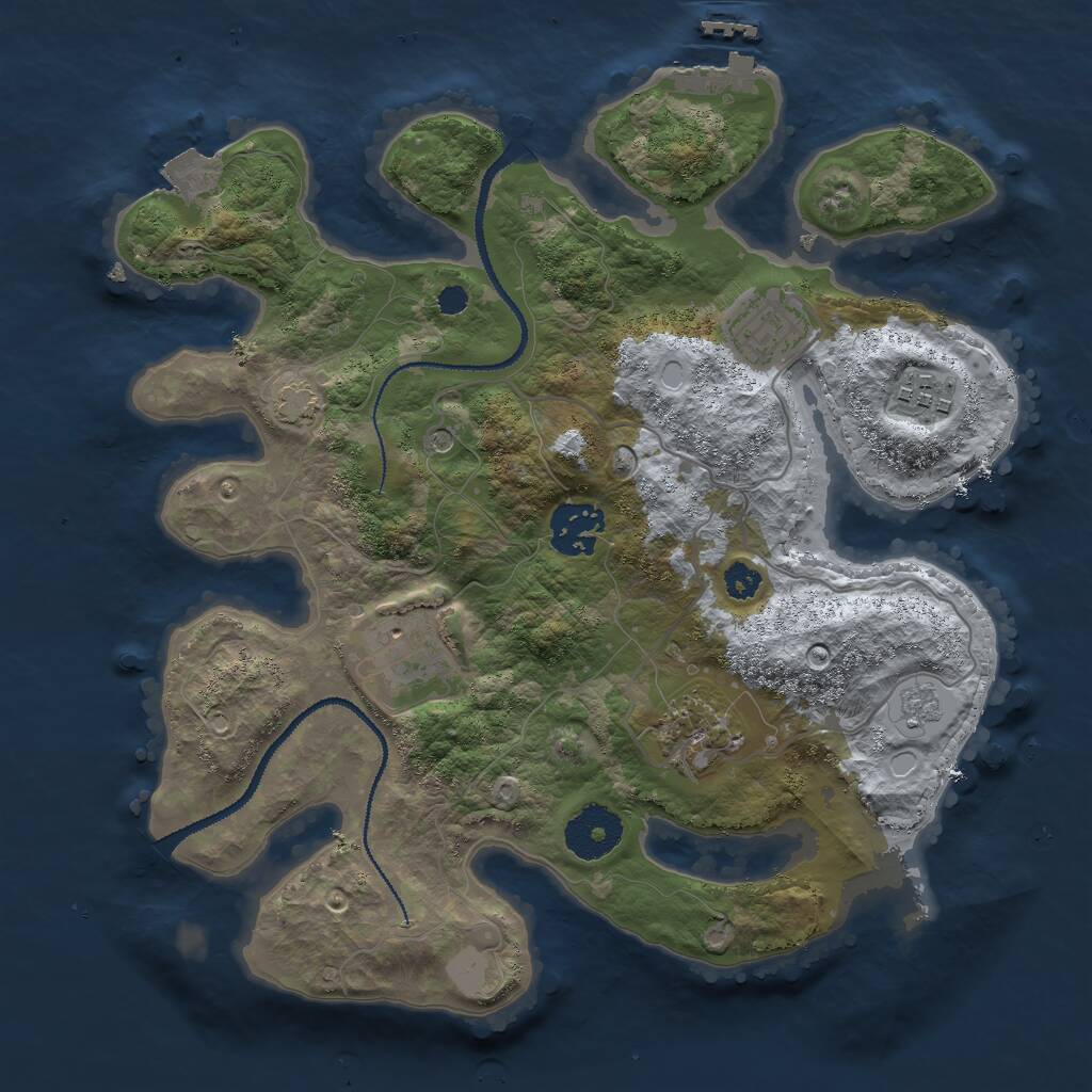 Rust Map: Procedural Map, Size: 3000, Seed: 1063795714, 10 Monuments