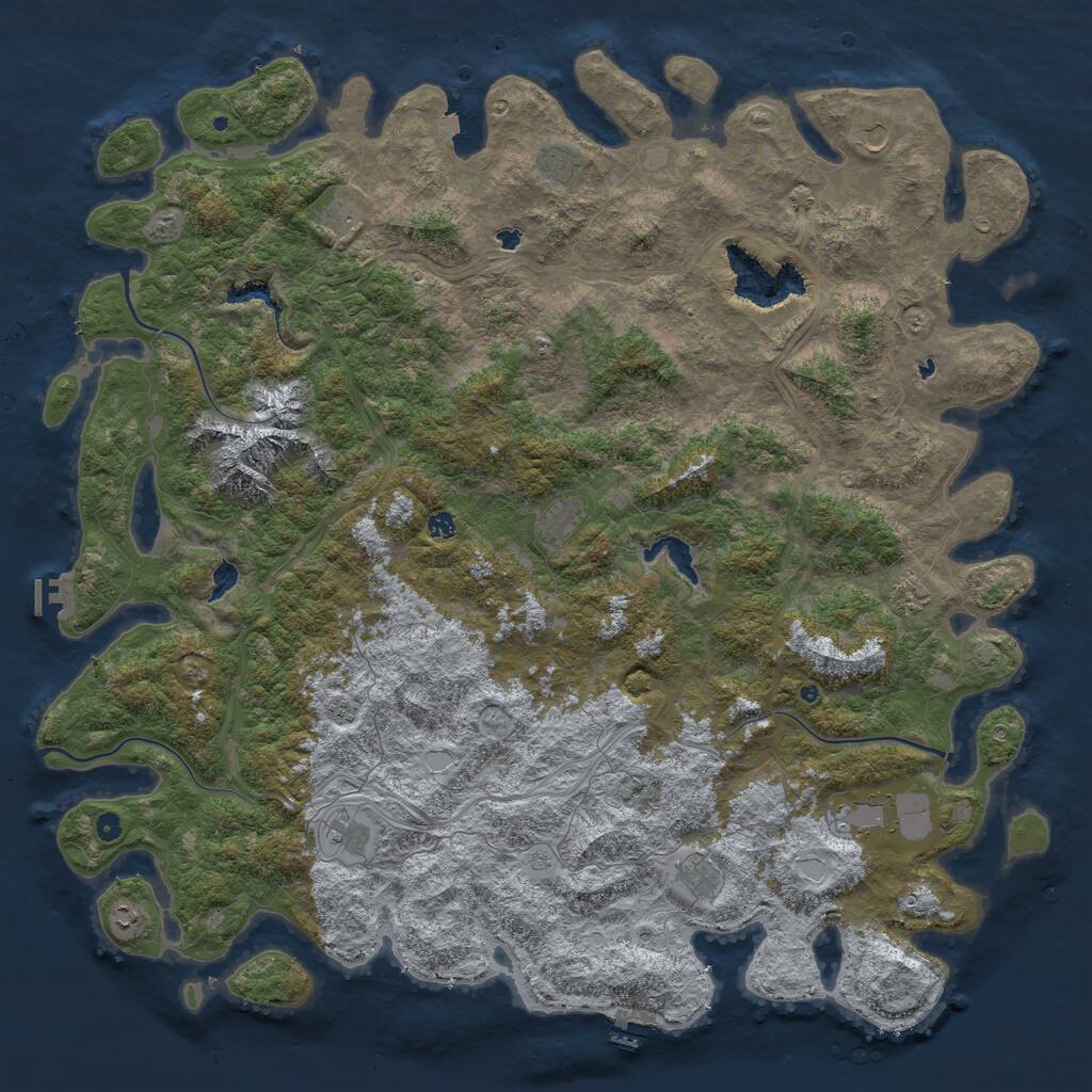 Rust Map: Procedural Map, Size: 6000, Seed: 5648, 17 Monuments