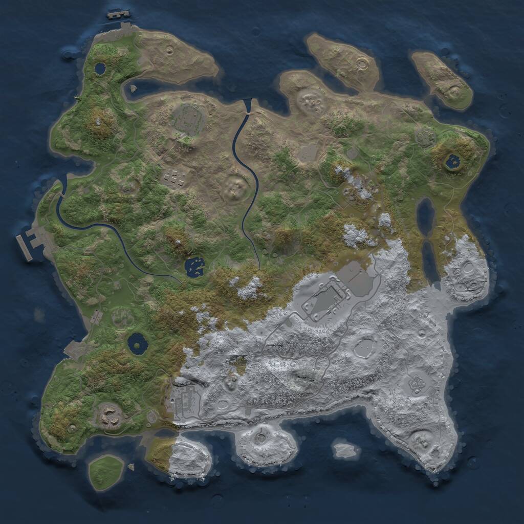 Rust Map: Procedural Map, Size: 3800, Seed: 481981, 13 Monuments