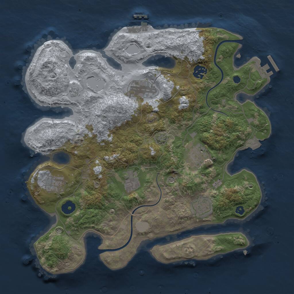 Rust Map: Procedural Map, Size: 3300, Seed: 761787131, 12 Monuments