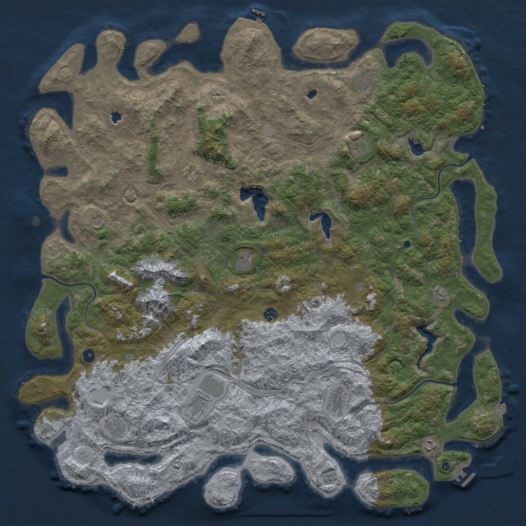 Rust Map: Procedural Map, Size: 6000, Seed: 6671, 17 Monuments