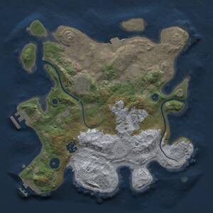 Thumbnail Rust Map: Procedural Map, Size: 3000, Seed: 14488, 9 Monuments