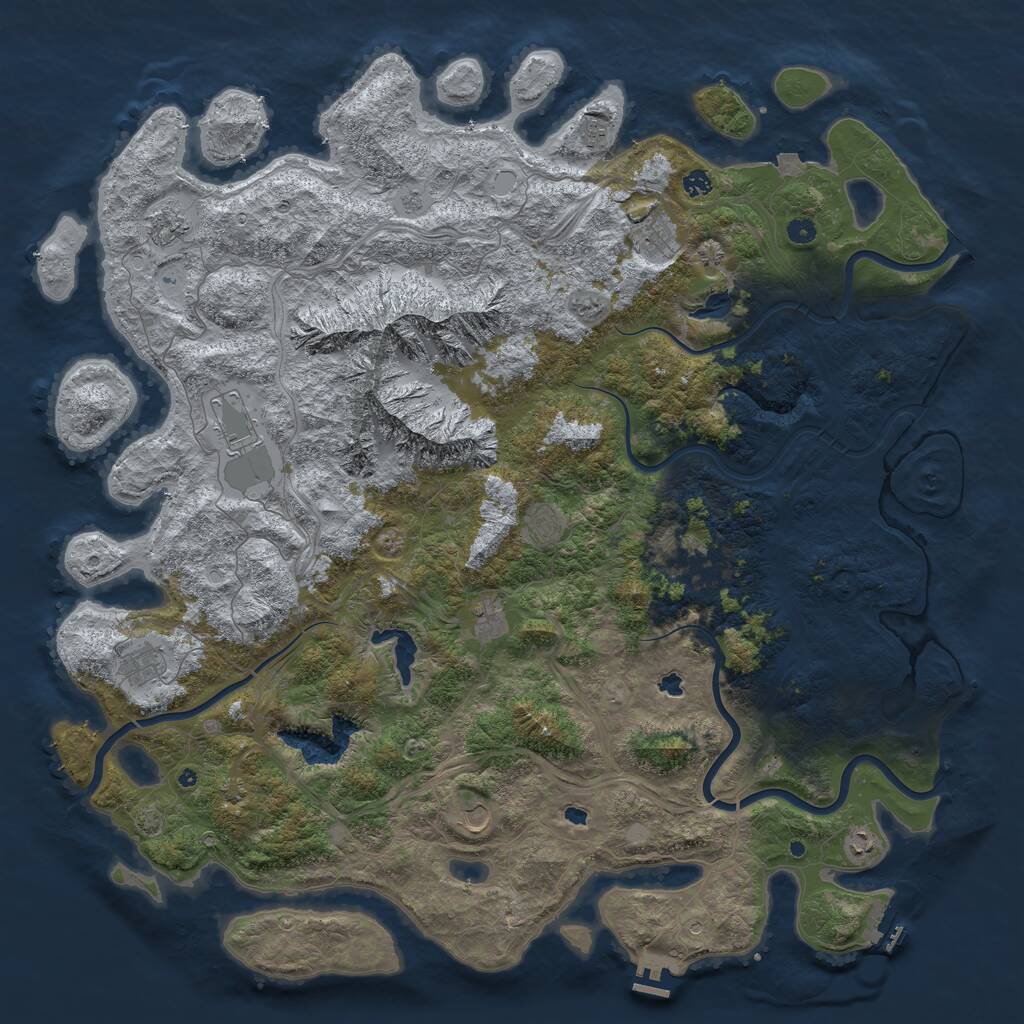 Rust Map: Procedural Map, Size: 5555, Seed: 999999912, 17 Monuments