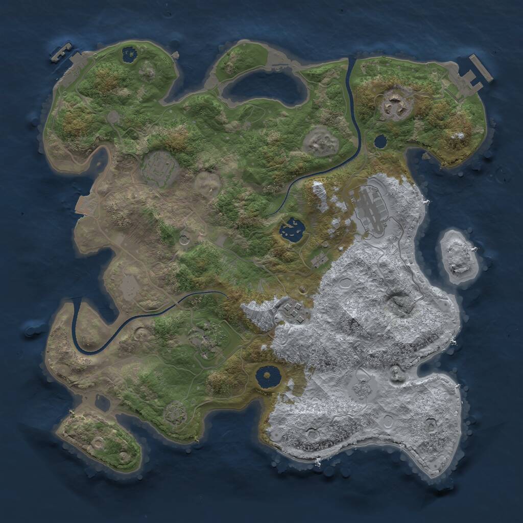 Rust Map: Procedural Map, Size: 3300, Seed: 918401079, 12 Monuments