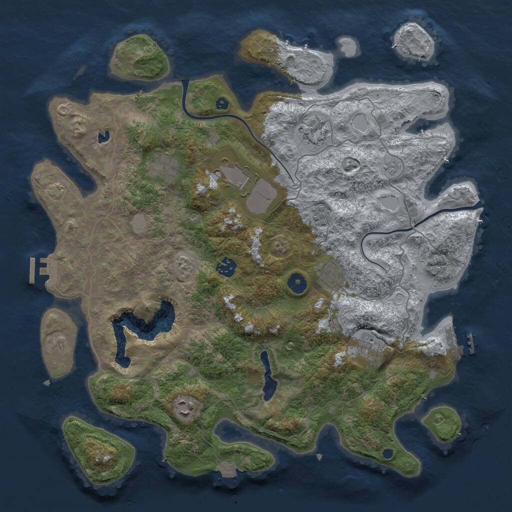 Rust Map: Procedural Map, Size: 4000, Seed: 2098215603, 14 Monuments