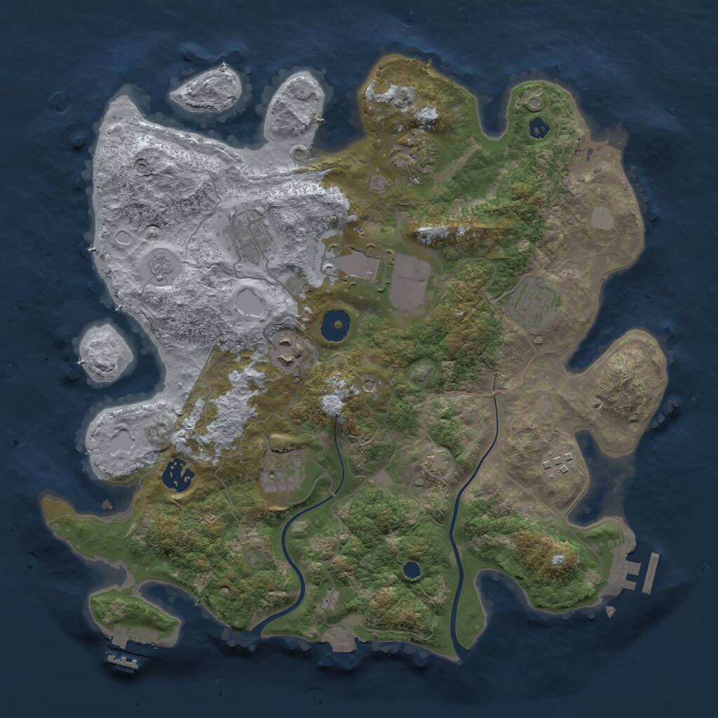 Rust Map: Procedural Map, Size: 3500, Seed: 278027800, 14 Monuments