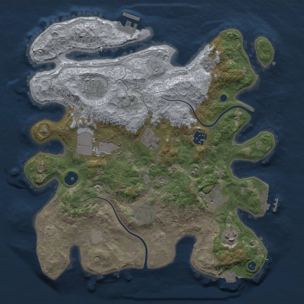 Rust Map: Procedural Map, Size: 3500, Seed: 1137717398, 14 Monuments