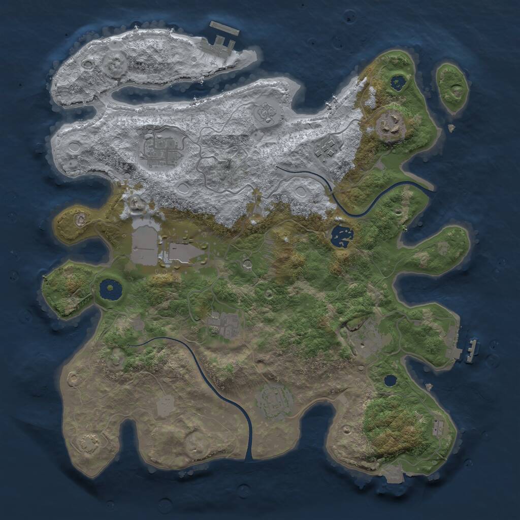 Rust Map: Procedural Map, Size: 3500, Seed: 1137717398, 14 Monuments