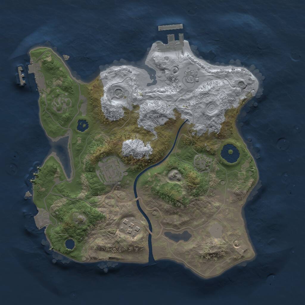 Rust Map: Procedural Map, Size: 2500, Seed: 923281647, 8 Monuments