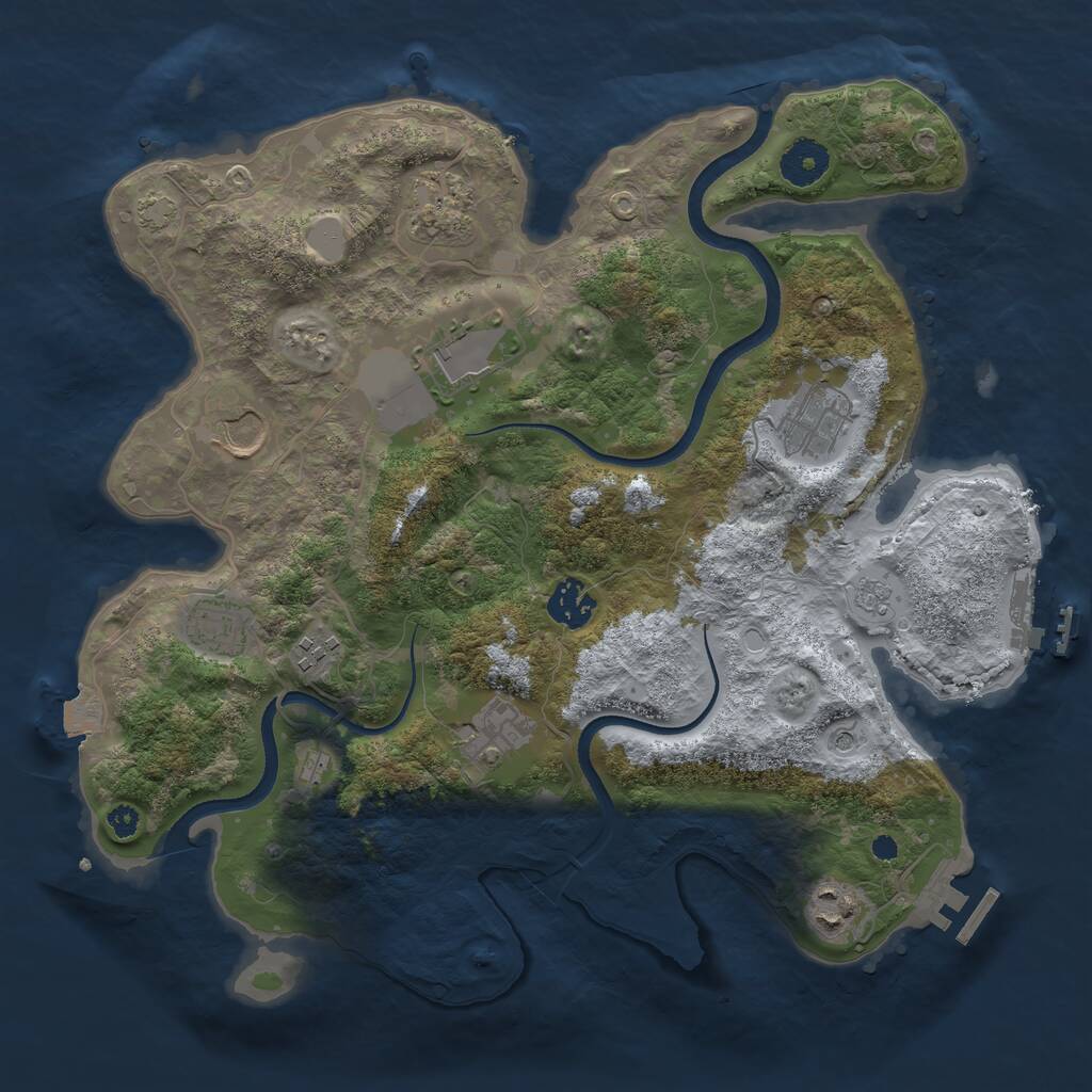 Rust Map: Procedural Map, Size: 3500, Seed: 9682332, 17 Monuments