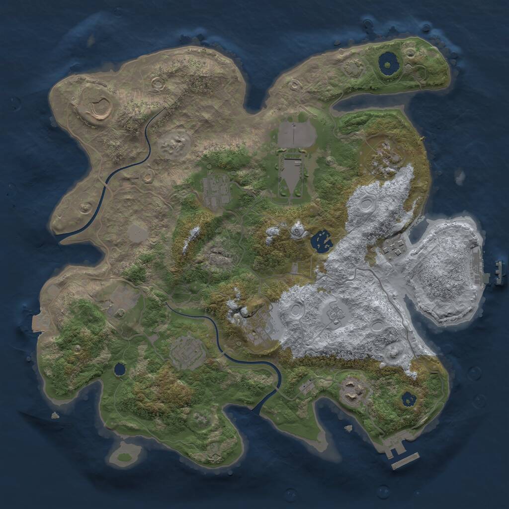 Rust Map: Procedural Map, Size: 3500, Seed: 9682332, 15 Monuments