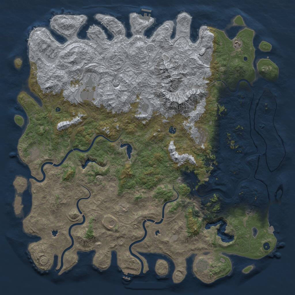 Rust Map: Procedural Map, Size: 6000, Seed: 681814973, 19 Monuments