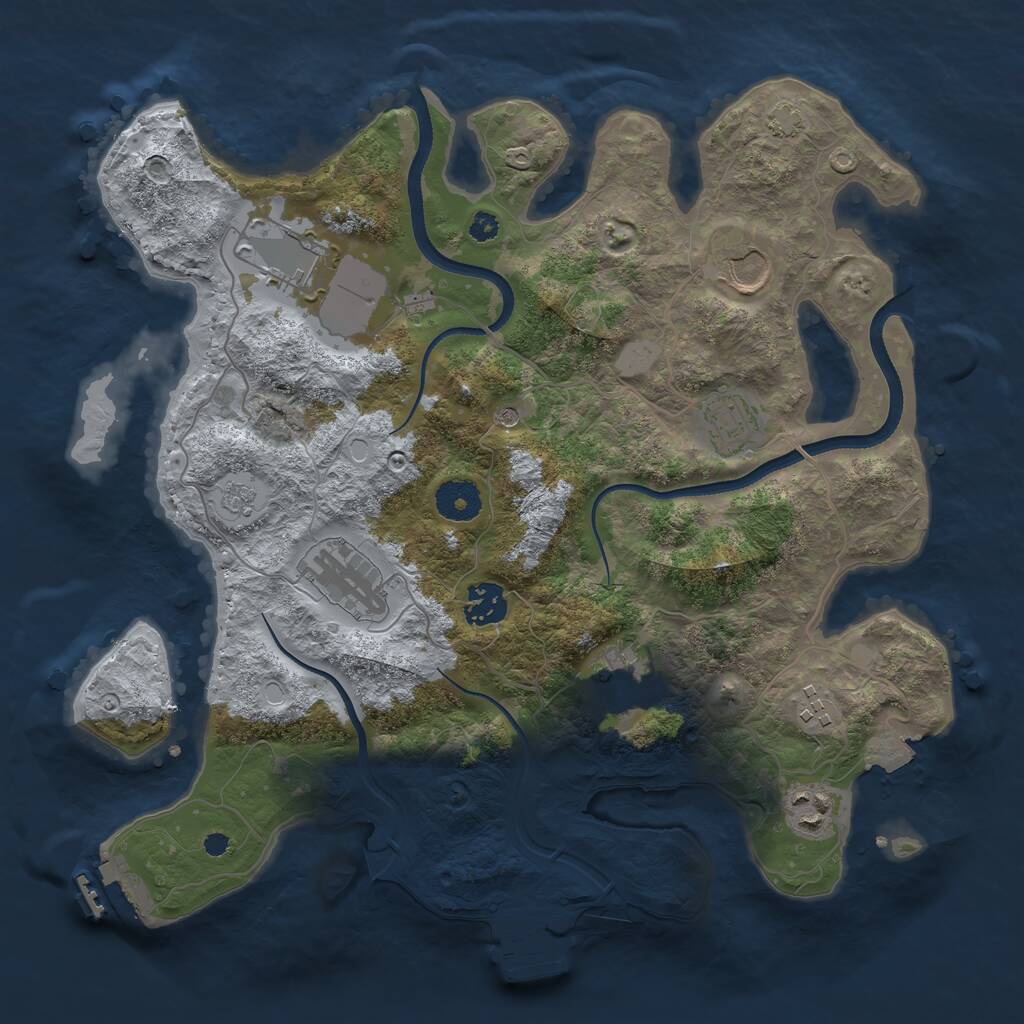 Rust Map: Procedural Map, Size: 3500, Seed: 151188060, 16 Monuments