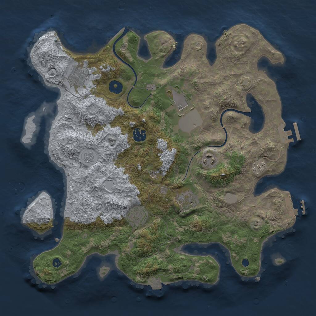 Rust Map: Procedural Map, Size: 3500, Seed: 151188060, 13 Monuments