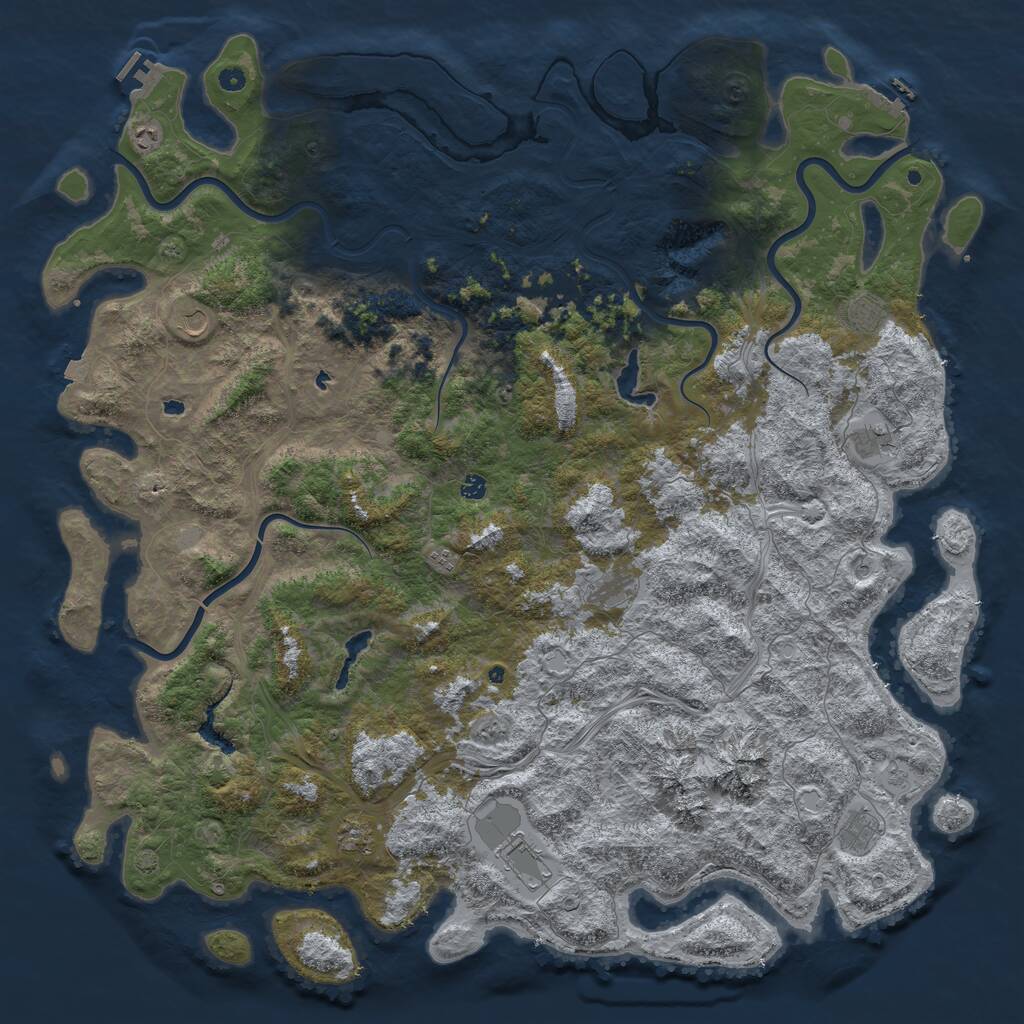 Rust Map: Procedural Map, Size: 6000, Seed: 7563124, 19 Monuments