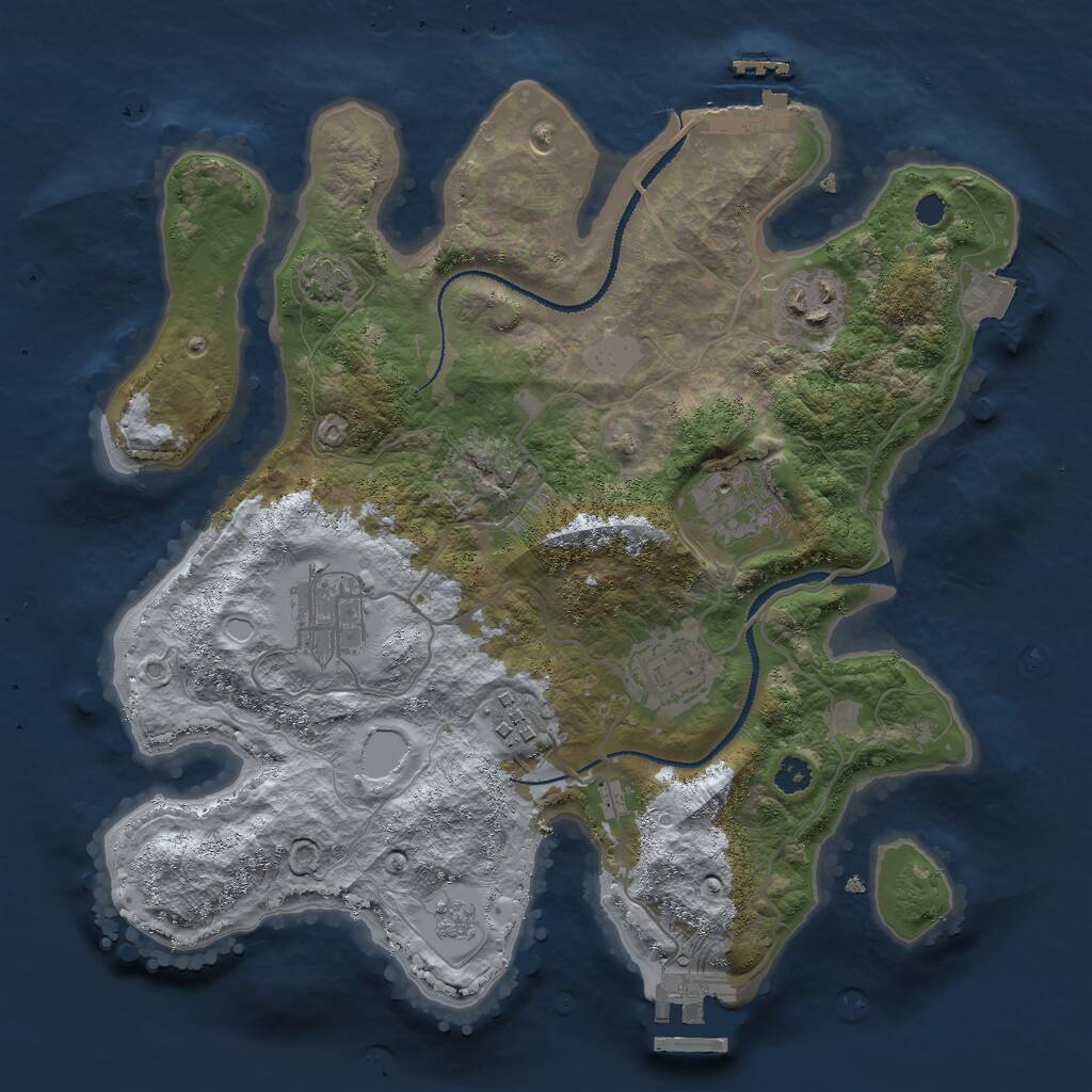 Rust Map: Procedural Map, Size: 3000, Seed: 26477, 10 Monuments