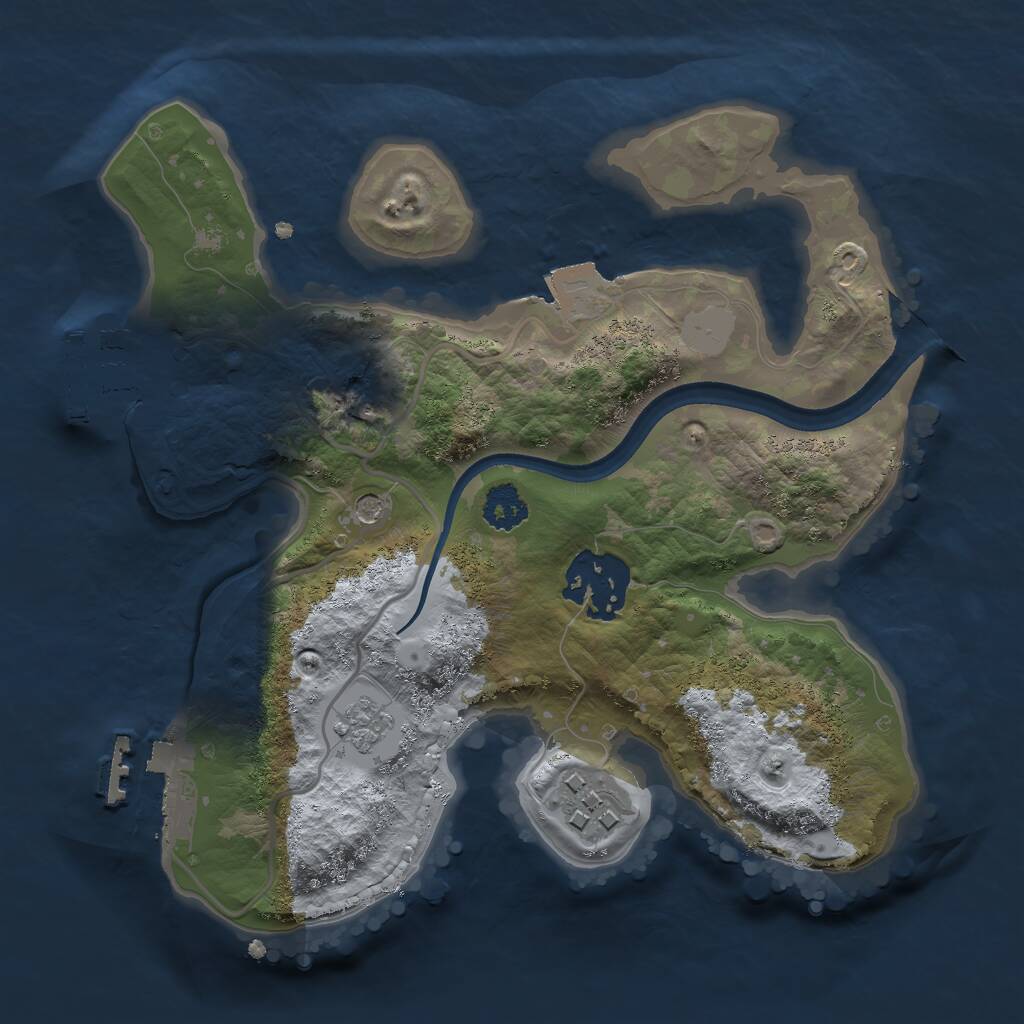Rust Map: Procedural Map, Size: 2300, Seed: 673061015, 7 Monuments