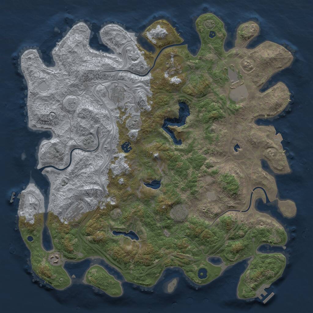 Rust Map: Procedural Map, Size: 4500, Seed: 2133681606, 14 Monuments