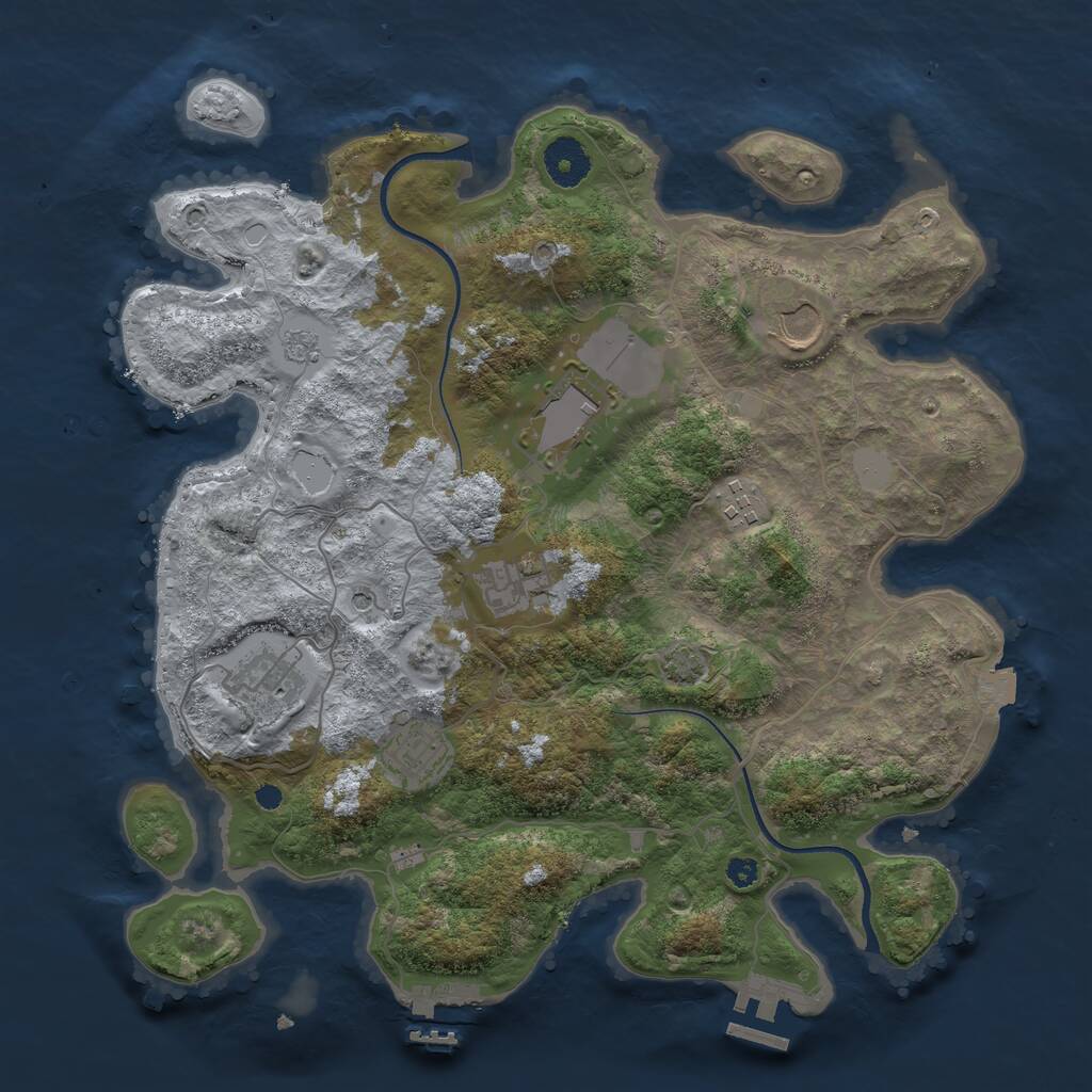 Rust Map: Procedural Map, Size: 3500, Seed: 466790134, 12 Monuments