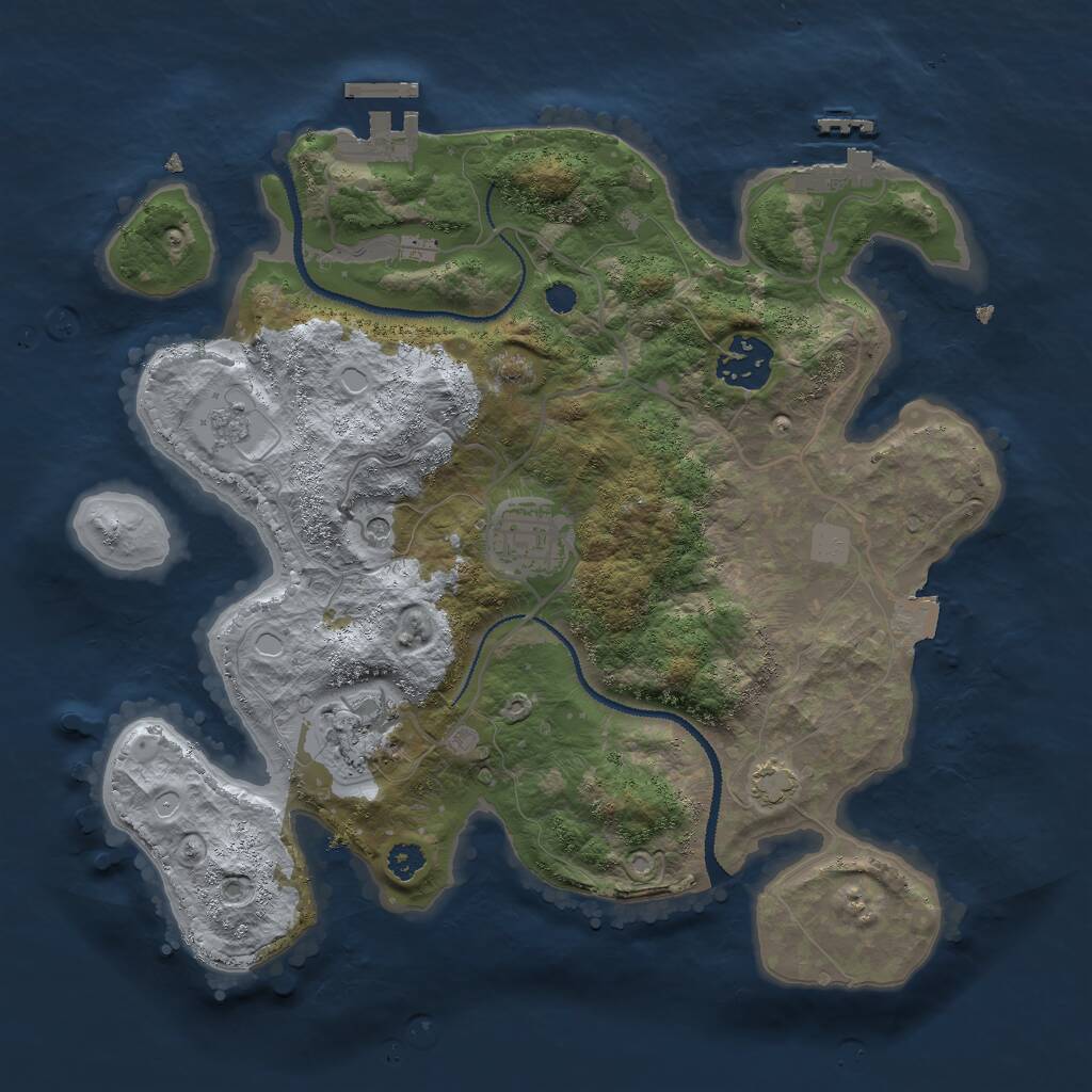 Rust Map: Procedural Map, Size: 3000, Seed: 45344, 9 Monuments