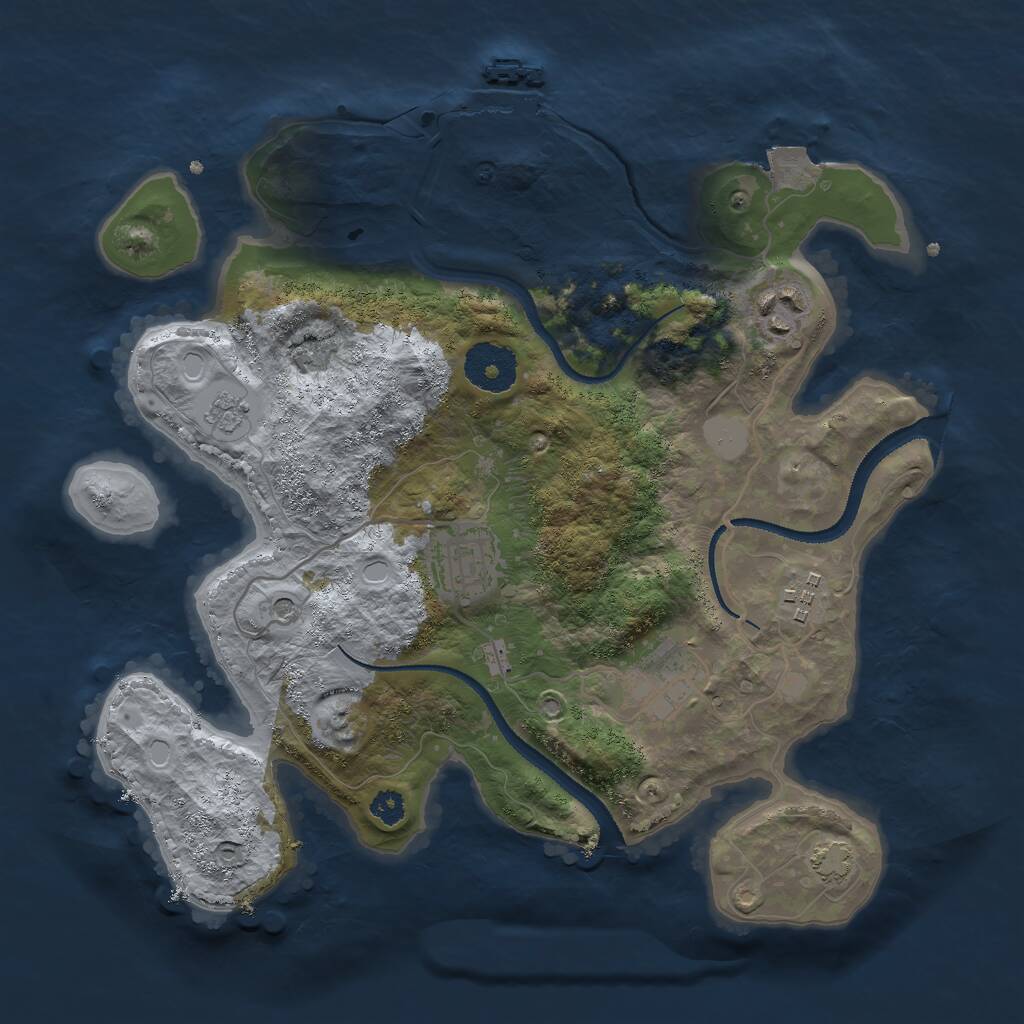 Rust Map: Procedural Map, Size: 3000, Seed: 45344, 9 Monuments