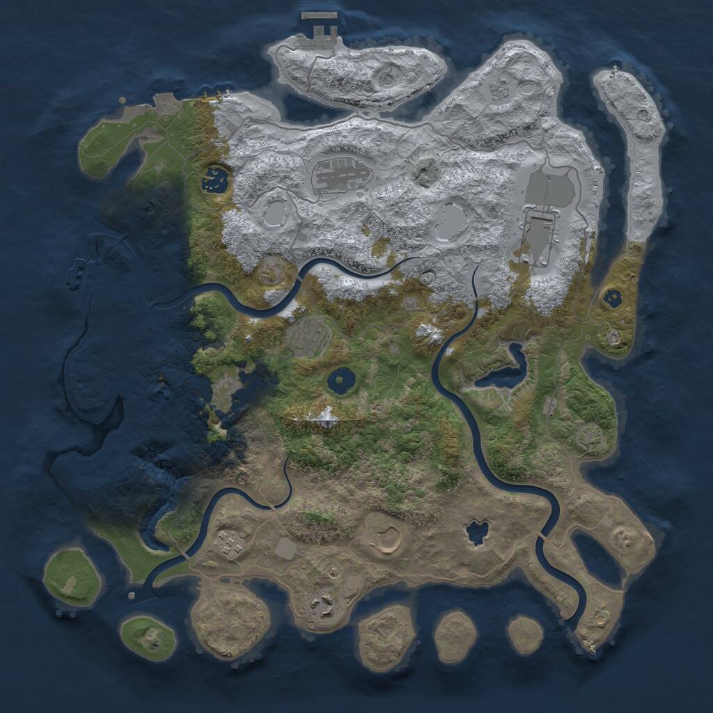 Rust Map: Procedural Map, Size: 4000, Seed: 1863610213, 14 Monuments