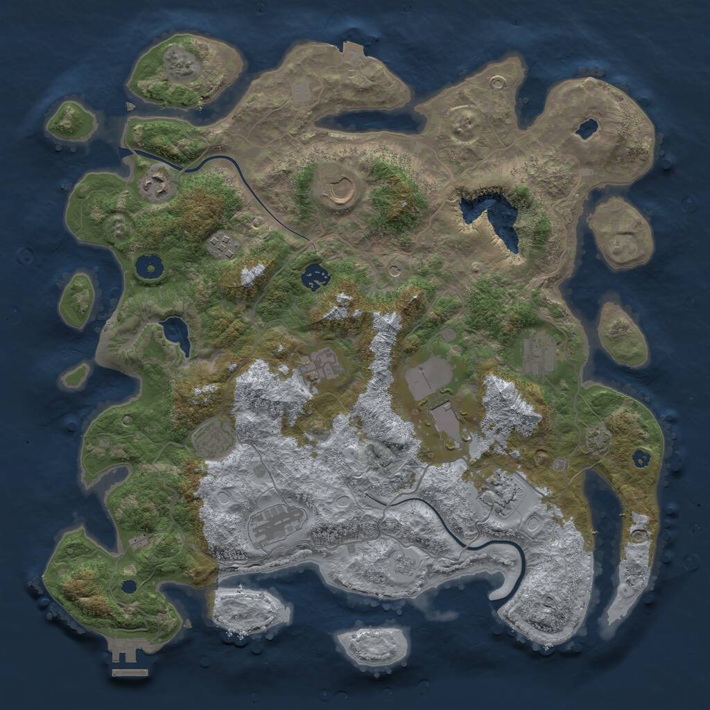 Rust Map: Procedural Map, Size: 4000, Seed: 1921631384, 15 Monuments