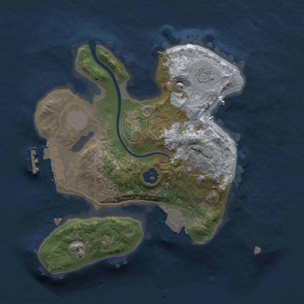 Rust Map: Procedural Map, Size: 2000, Seed: 76488, 3 Monuments