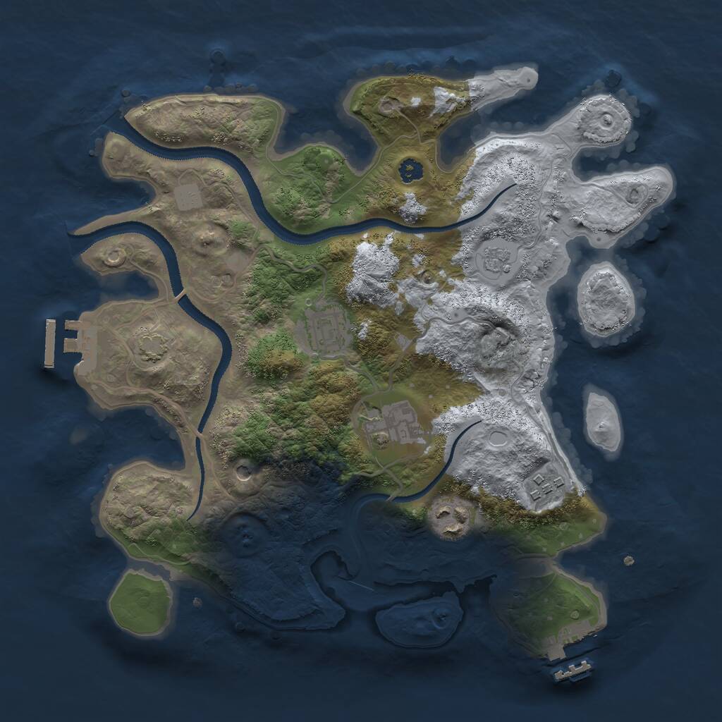 Rust Map: Procedural Map, Size: 3000, Seed: 80008, 10 Monuments