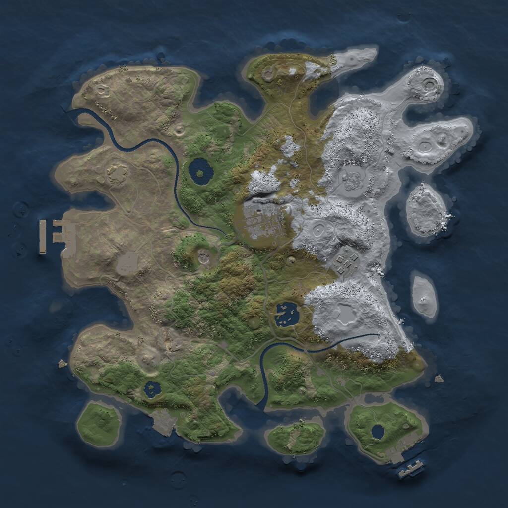 Rust Map: Procedural Map, Size: 3000, Seed: 80008, 9 Monuments