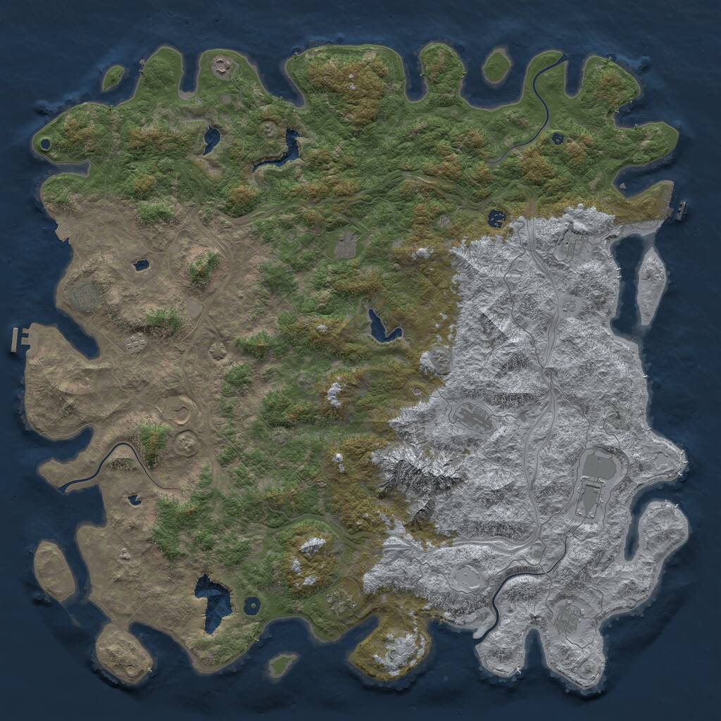 Rust Map: Procedural Map, Size: 6000, Seed: 987, 17 Monuments